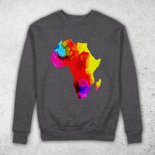 Water Color African Map Paint Design Pullover Sweatshirt by Berts