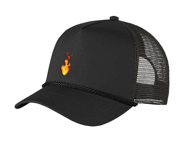 Black Trucker Flame Hat by Berts