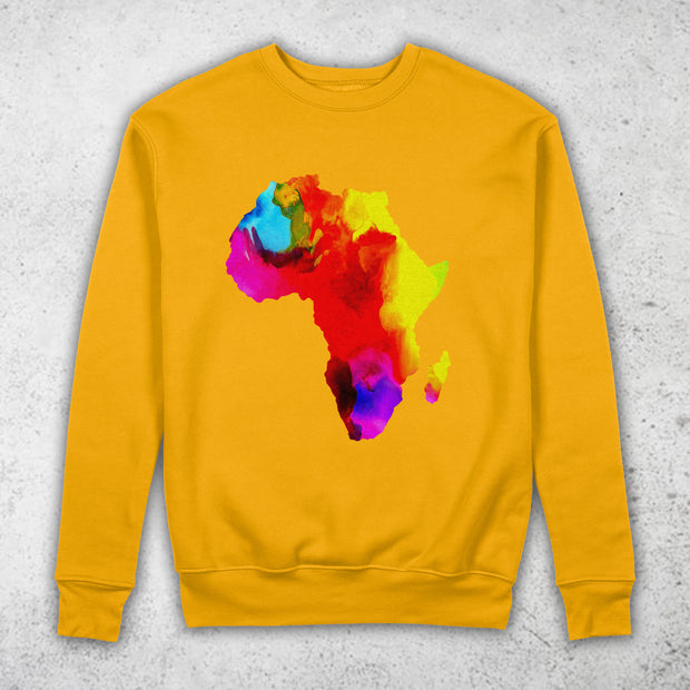 Water Color African Map Paint Design Pullover Sweatshirt by Berts