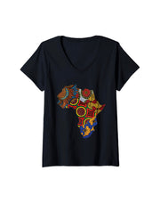 African Map V Necks Ankara Print Tees By Berts Premium T-Shirt