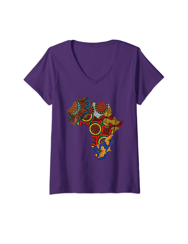African Map V Necks Ankara Print Tees By Berts Premium T-Shirt